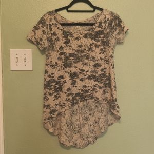 Beige and Black Floral Lace Hi-Lo Tunic Top